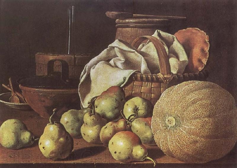 Melendez, Luis Eugenio Still-Life with Melon and Pears Norge oil painting art